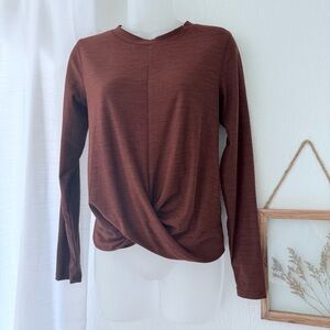 Old Navy Active Breathe On Burgundy Long Sleeve Cross Front Athletic Top Size L